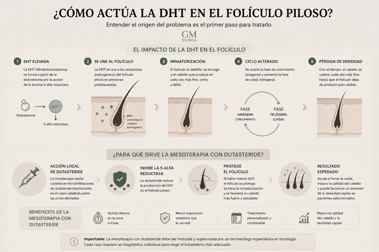 Mesoterapia capilar con dutasterida: qué es y cuándo está indicada