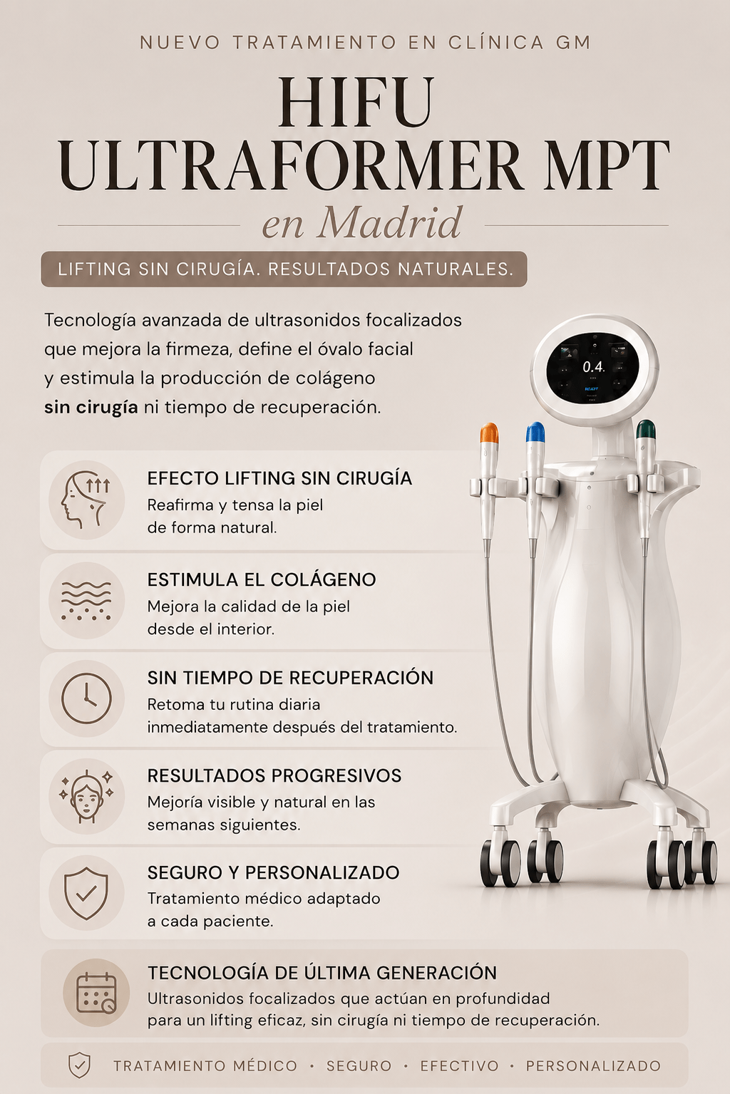 Tratamiento HIFU Ultraformer MPT en Madrid en Clínica GM Derma