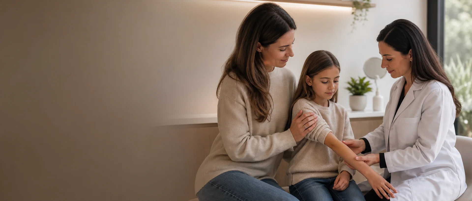 Consulta dermatológica infantil con acompañamiento familiar