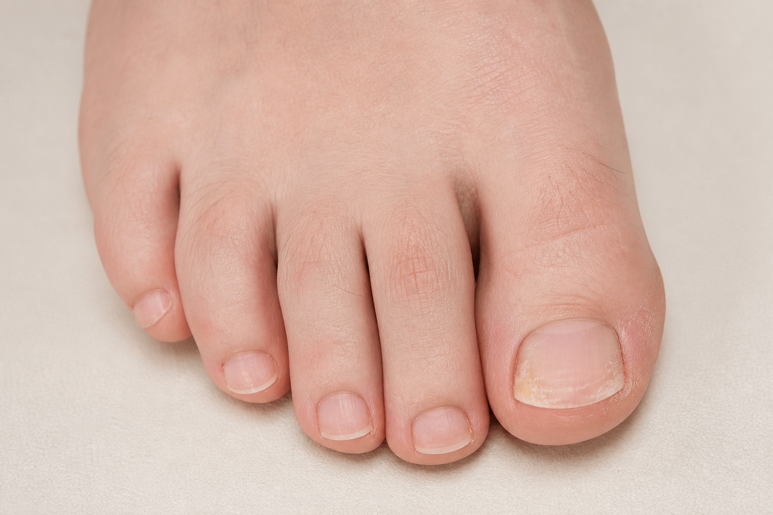 Onicomicosis leve en una uña del pie